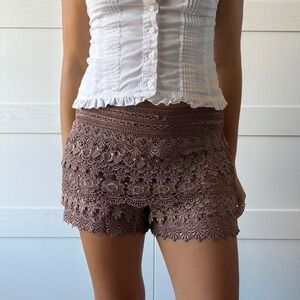 Vintage Color Swatch Crochet Lace Shorts